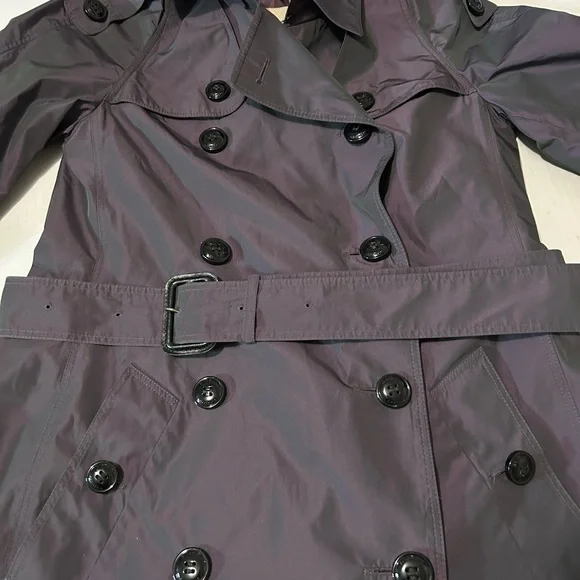 Burberry Purple Trench Coat with Pleated Hem
